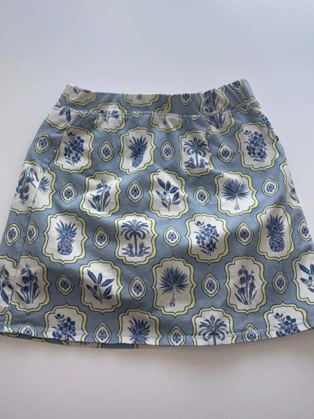 Spartina 449 Skirt Skort Built-In Shorts Spandex Blend Athletic Blue Palm XS